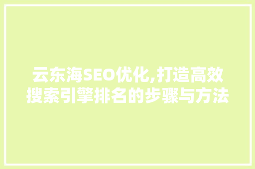 云东海SEO优化,打造高效搜索引擎排名的步骤与方法