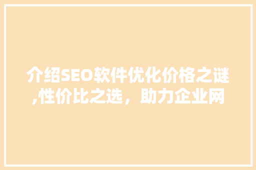 介绍SEO软件优化价格之谜,性价比之选，助力企业网站腾飞