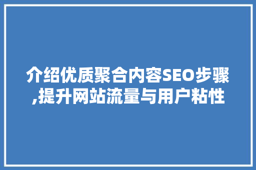 介绍优质聚合内容SEO步骤,提升网站流量与用户粘性的方法