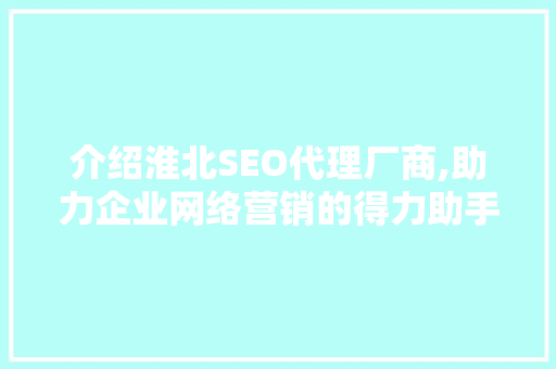 介绍淮北SEO代理厂商,助力企业网络营销的得力助手