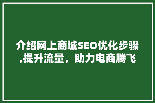 介绍网上商城SEO优化步骤,提升流量，助力电商腾飞