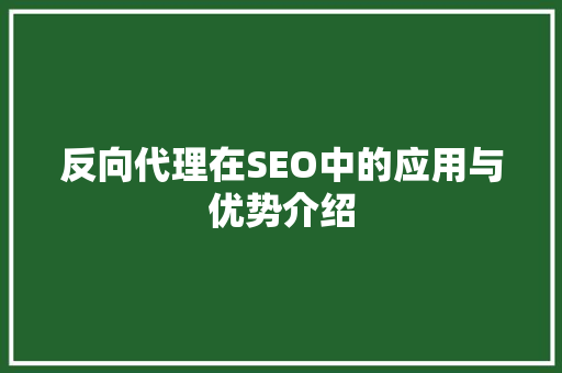 反向代理在SEO中的应用与优势介绍