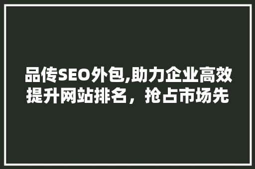 品传SEO外包,助力企业高效提升网站排名，抢占市场先机