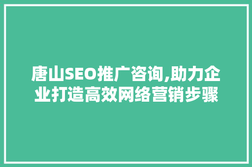唐山SEO推广咨询,助力企业打造高效网络营销步骤