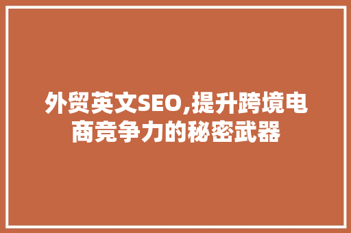 外贸英文SEO,提升跨境电商竞争力的秘密武器