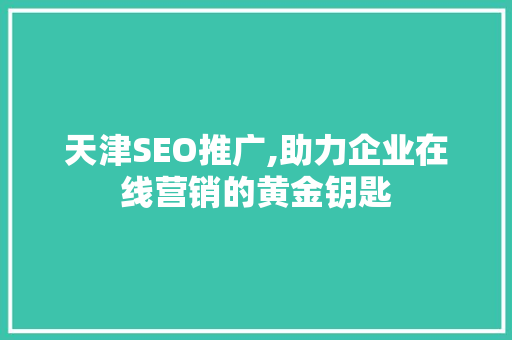 天津SEO推广,助力企业在线营销的黄金钥匙