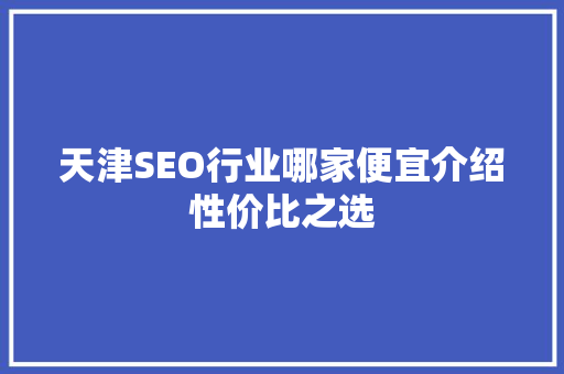 天津SEO行业哪家便宜介绍性价比之选