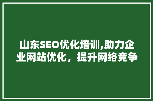 山东SEO优化培训,助力企业网站优化，提升网络竞争力