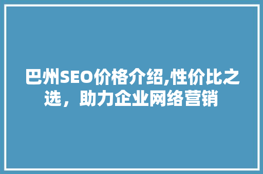 巴州SEO价格介绍,性价比之选，助力企业网络营销
