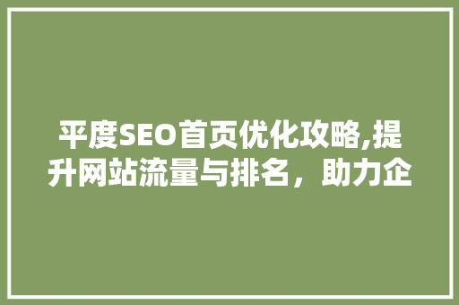 平度SEO首页优化攻略,提升网站流量与排名，助力企业腾飞