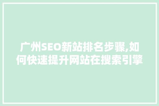 广州SEO新站排名步骤,如何快速提升网站在搜索引擎中的竞争力