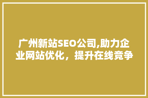 广州新站SEO公司,助力企业网站优化，提升在线竞争力