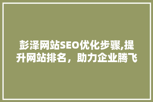 彭泽网站SEO优化步骤,提升网站排名，助力企业腾飞