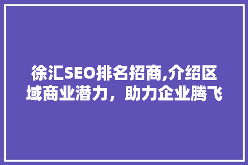 徐汇SEO排名招商,介绍区域商业潜力，助力企业腾飞
