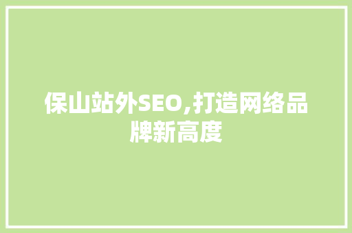 保山站外SEO,打造网络品牌新高度