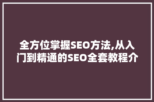全方位掌握SEO方法,从入门到精通的SEO全套教程介绍