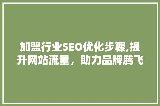 加盟行业SEO优化步骤,提升网站流量，助力品牌腾飞