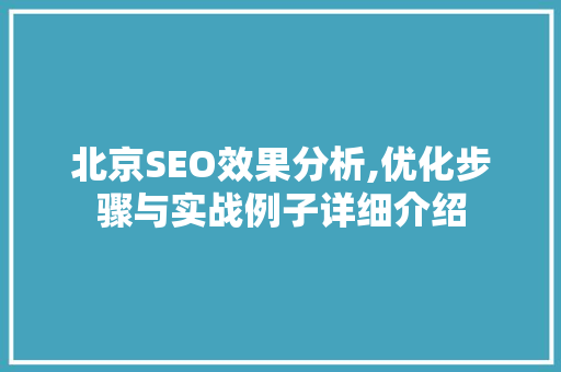 北京SEO效果分析,优化步骤与实战例子详细介绍