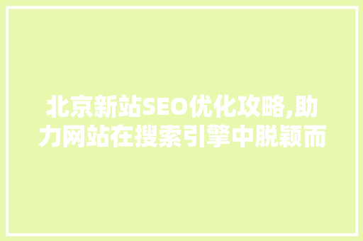北京新站SEO优化攻略,助力网站在搜索引擎中脱颖而出