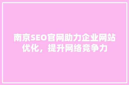 南京SEO官网助力企业网站优化，提升网络竞争力