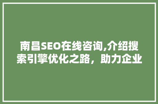 南昌SEO在线咨询,介绍搜索引擎优化之路，助力企业腾飞