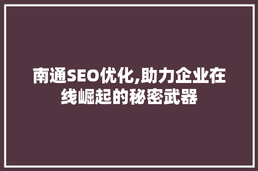 南通SEO优化,助力企业在线崛起的秘密武器
