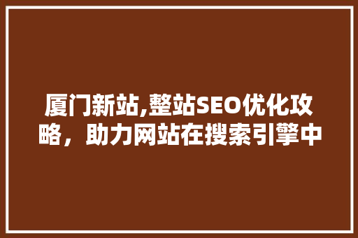 厦门新站,整站SEO优化攻略，助力网站在搜索引擎中脱颖而出