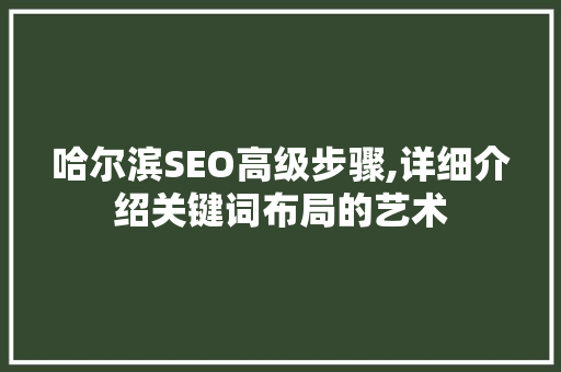 哈尔滨SEO高级步骤,详细介绍关键词布局的艺术