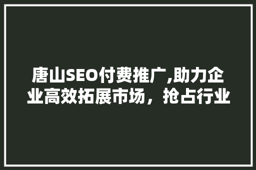 唐山SEO付费推广,助力企业高效拓展市场，抢占行业制高点