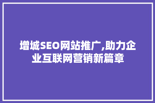 增城SEO网站推广,助力企业互联网营销新篇章