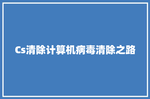 Cs清除计算机病毒清除之路