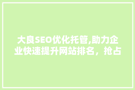 大良SEO优化托管,助力企业快速提升网站排名，抢占市场份额