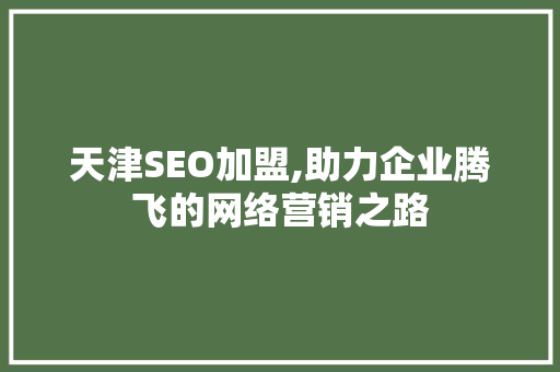 天津SEO加盟,助力企业腾飞的网络营销之路