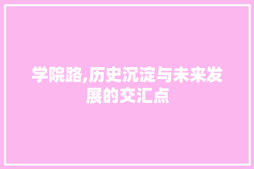 学院路,历史沉淀与未来发展的交汇点