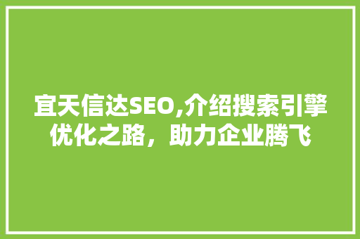 宜天信达SEO,介绍搜索引擎优化之路，助力企业腾飞