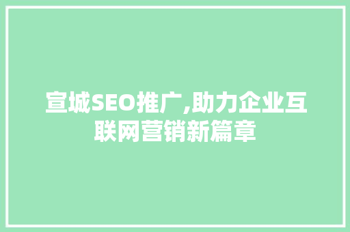 宣城SEO推广,助力企业互联网营销新篇章