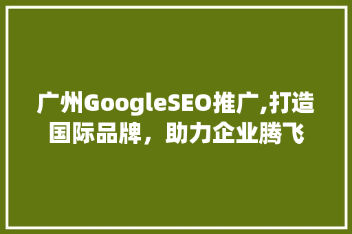 广州GoogleSEO推广,打造国际品牌，助力企业腾飞