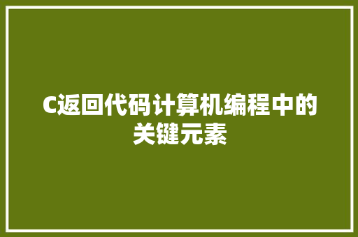 C返回代码计算机编程中的关键元素