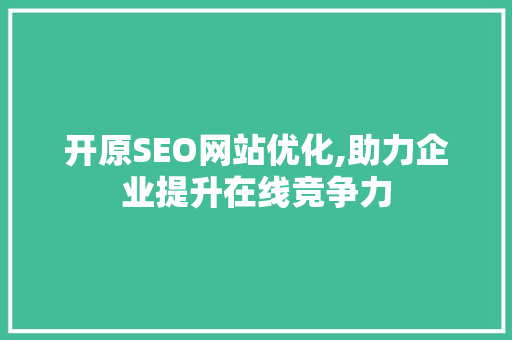 开原SEO网站优化,助力企业提升在线竞争力