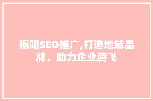 揭阳SEO推广,打造地域品牌，助力企业腾飞