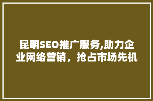 昆明SEO推广服务,助力企业网络营销，抢占市场先机