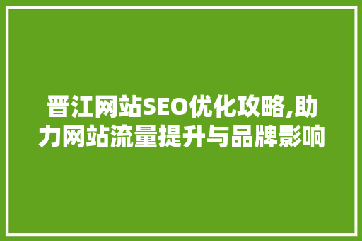 晋江网站SEO优化攻略,助力网站流量提升与品牌影响力扩张
