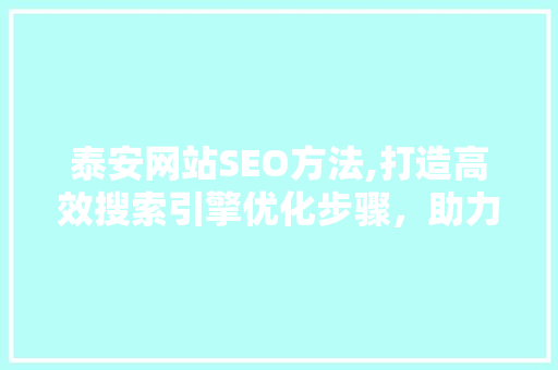 泰安网站SEO方法,打造高效搜索引擎优化步骤，助力企业腾飞