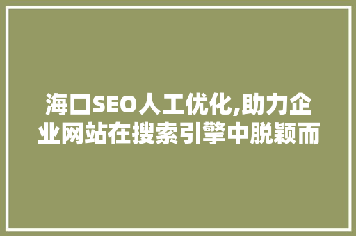 海口SEO人工优化,助力企业网站在搜索引擎中脱颖而出