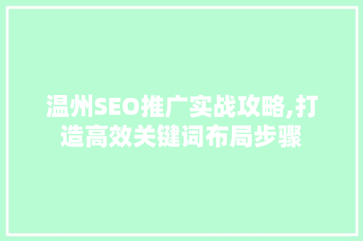 温州SEO推广实战攻略,打造高效关键词布局步骤
