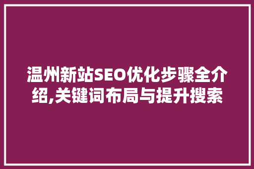 温州新站SEO优化步骤全介绍,关键词布局与提升搜索引擎排名之路