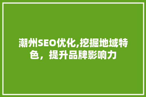 潮州SEO优化,挖掘地域特色，提升品牌影响力