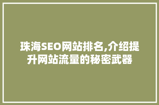 珠海SEO网站排名,介绍提升网站流量的秘密武器
