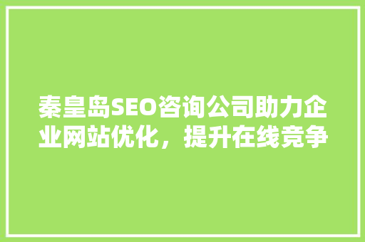 秦皇岛SEO咨询公司助力企业网站优化，提升在线竞争力
