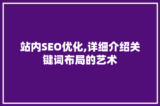 站内SEO优化,详细介绍关键词布局的艺术